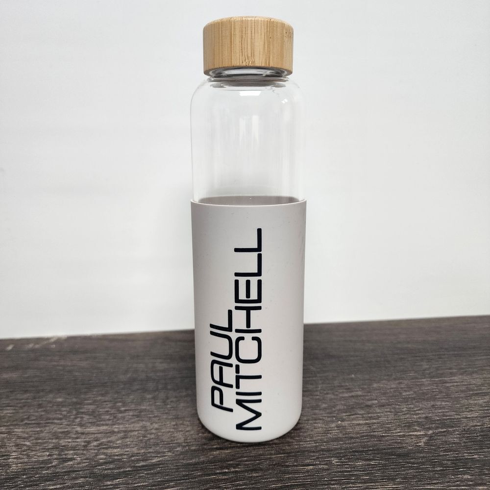 Paul Mitchell Glass Water Bottle Travel Cup Mug Container Cosmetology Hair Salon